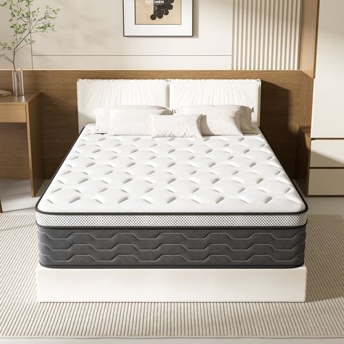 Matelas Ressorts 140x190 Cm, 30 Cm Épaisseur, Confort, 7 Zones Ergonomique