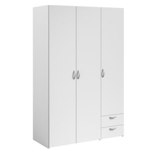 Armoire 3 portes 2 tiroirs L. 120 cm DAILY Blanc
