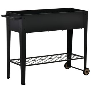 Jardinière Sur Pieds Avec Roulettes Roland Métal Noir