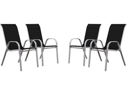 Fauteuil Jardin Textilène "cordoba" - Phoenix - Noir - Lot De 4