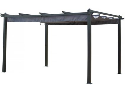 Pergola En Aluminium Avec Toit Rétractable - 3 X 4 M - Gris Anthracite