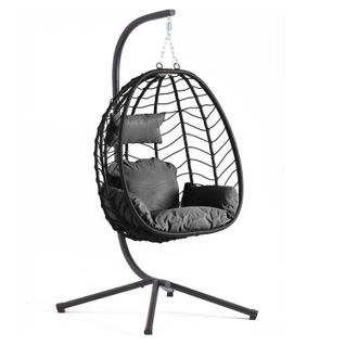 Lima - Fauteuil Suspendu Effet Rotin Noir