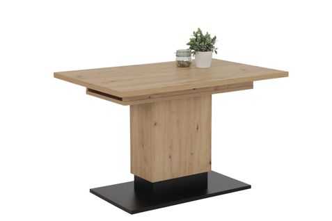 Table L.120+ 2 allonges LORENA imitation chêne/ noir