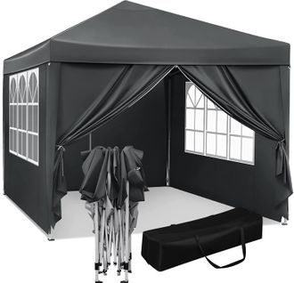 Tonnelle De Jardin Pliable 3x3m - Imperméable - Hauteur Réglable - Anthracite