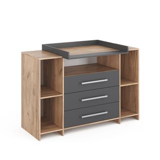 Commode à Langer Oskar 40348 Anthracite/sonoma 143x100cm XL Avec Tiroirs