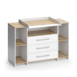 Commode à Langer Oskar 55594 Chêne Blanc/force De Lor 143.2x93cm Avec 3 Tiroirs