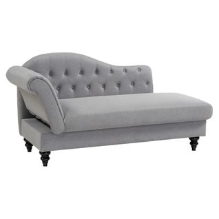 Méridienne convertible avec coffre LALOU Tissu gris