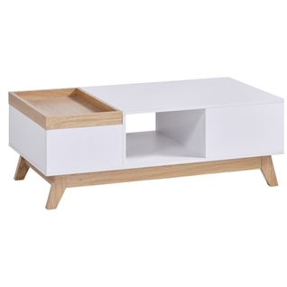 Table basse scandinave CLEO blanc/imitation chêne