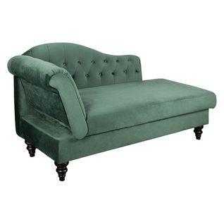 Méridienne convertible avec coffre LALOU effet velours vert