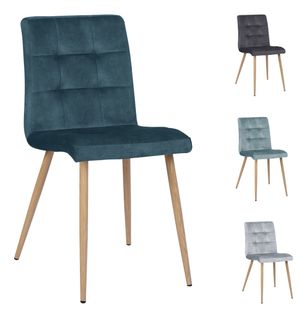 Lot de 4 chaises POKE velours bleu et gris