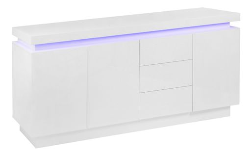 Buffet LED 3 portes 3 tiroirs L.183cm COLORS blanc laqué