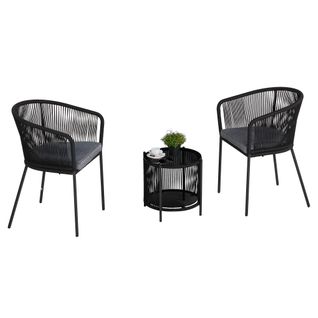 Set 2 chaises -1 table jardin ALBA Noir