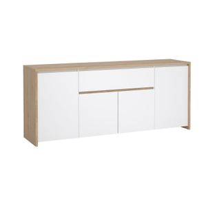 Buffet 4P/1T MOSS Blanc laqué/imitation chêne