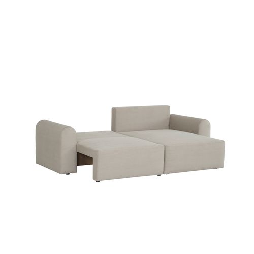 Canapé d'angle méridienne réversible JO tissu velours côtelé beige