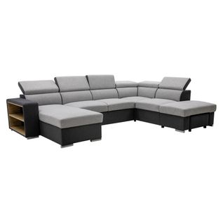 Canapé panoramique convertible réversible ATHENA tissu gris clair