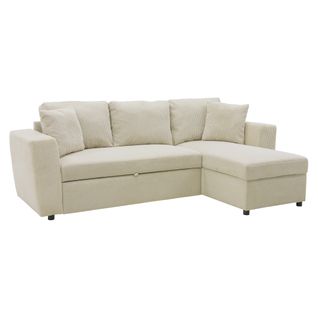 Canapé d'angle méridienne HAPPY convertible velours beige