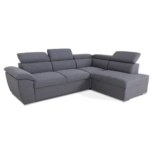 Canapé d'angle convertible méridienne réversible MANHATAN tissu gris