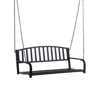 Banc Suspendu En Métal 2 Places Noir, Idéal Pour Jardin Et Terrasse, 127 X 60 X 53 Cm
