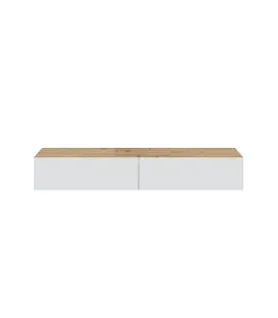 Meuble TV 180cm suspendu ALIZEE imitation chêne/ blanc