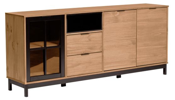 Buffet style atelier BRONX Bois massif et noir