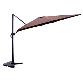 Cesare - Parasol Rectangulaire 3x4 Déporté Rotatif Marron En Aluminium